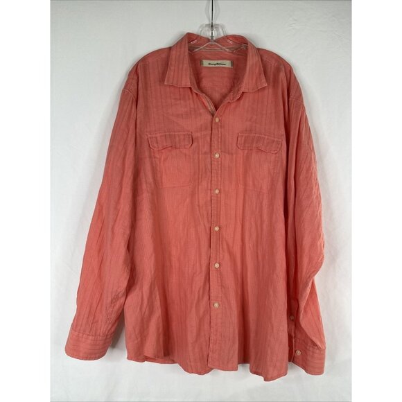 Tommy Bahama Men's Collared Classic Fit Dress Shirt Pink Size XXX-Large